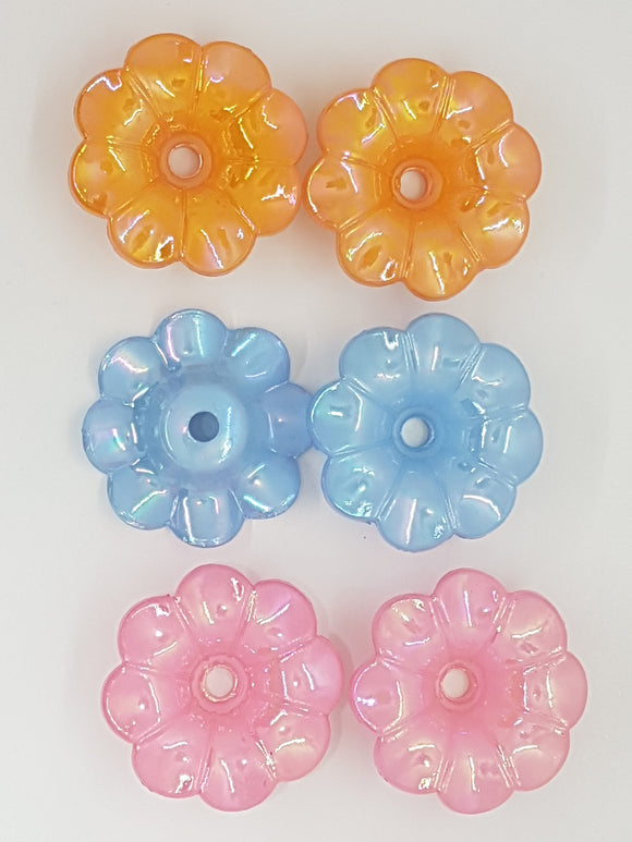31x31MM ACRYLIC OPAQUE FLOWERS - AB COLOURS - 3 COLOUR MIX