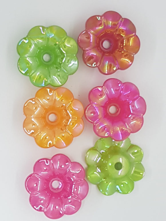 31x31MM ACRYLIC OPAQUE FLOWERS - AB COLOURS - MIXED COLOURS