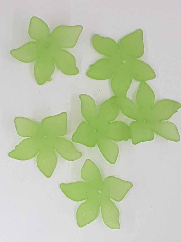 29x27x7MM ACRYLIC FROSTED FLOWERS - GREEN