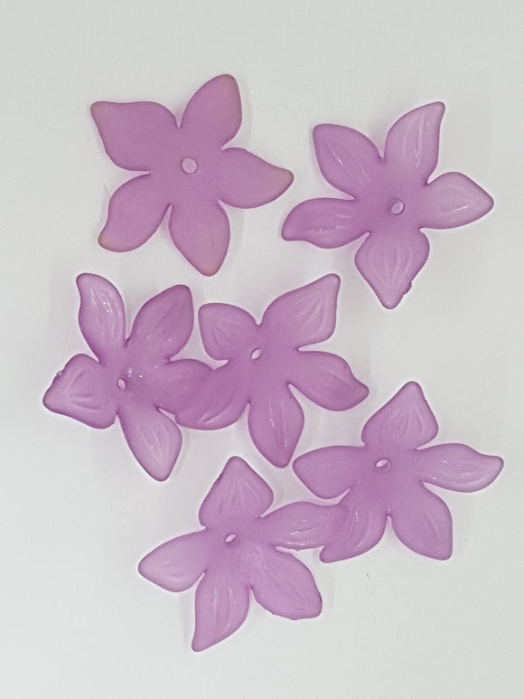 29x27x7MM ACRYLIC FROSTED FLOWERS - PURPLE