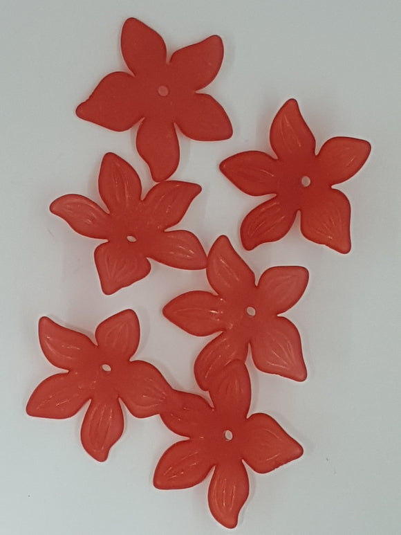 29x27x7MM ACRYLIC FROSTED FLOWERS - RED