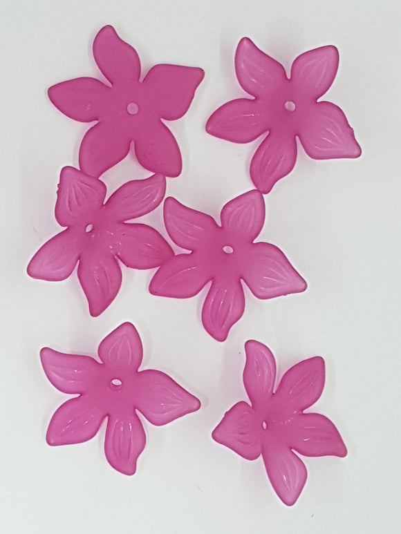 29x27x7MM ACRYLIC FROSTED FLOWERS - CRIMSON