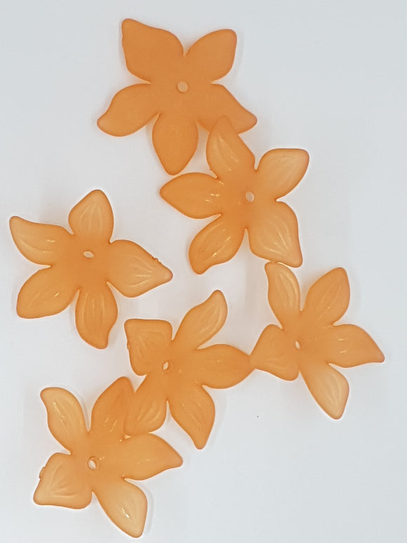29x27x7MM ACRYLIC FROSTED FLOWERS - ORANGE