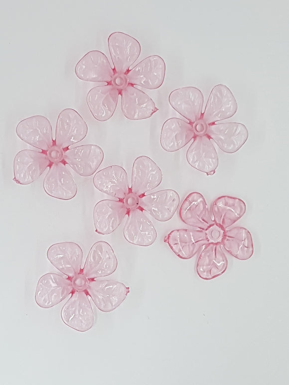 25.5x26x7.5MM ACRYLIC TRANSPARENT FLOWERS - PINK