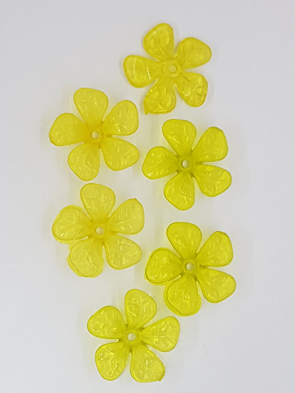 25.5x26x7.5MM ACRYLIC TRANSPARENT FLOWERS - YELLOW/GREEN