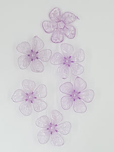 25.5x26x7.5MM ACRYLIC TRANSPARENT FLOWERS - PALE PURPLE