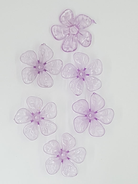 25.5x26x7.5MM ACRYLIC TRANSPARENT FLOWERS - PALE PURPLE