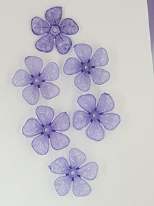 25.5x26x7.5MM ACRYLIC TRANSPARENT FLOWERS - DARK PURPLE