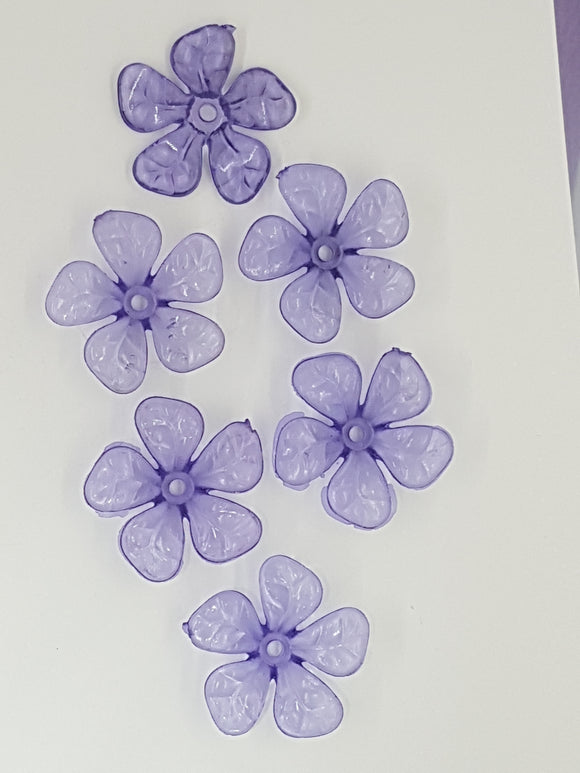 25.5x26x7.5MM ACRYLIC TRANSPARENT FLOWERS - DARK PURPLE