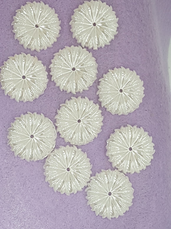 25x4.5MM ABS PLASTIC IMITATION PEARL FLOWER - WHITE