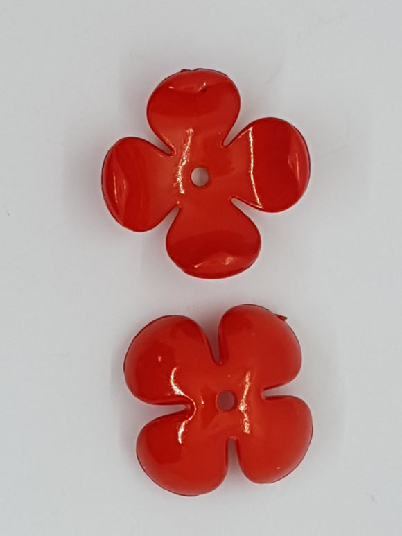 24x6MM ACRYLIC FLOWER BEADS/BEAD CAPS - RED