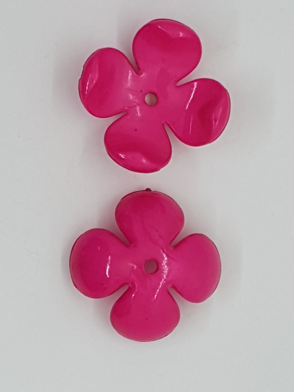 24x6MM ACRYLIC FLOWER BEADS/BEAD CAPS - HOT PINK