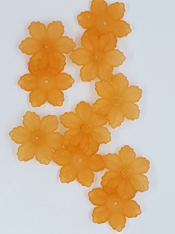 21x18.5x5MM ACRYLIC FROSTED FLOWERS - ORANGE