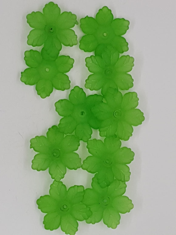 21x18.5x5MM ACRYLIC FROSTED FLOWERS - GREEN