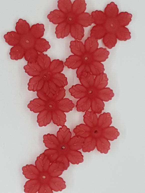 21x18.5x5MM ACRYLIC FROSTED FLOWERS - RED