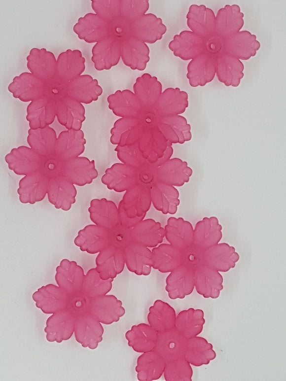 21x18.5x5MM ACRYLIC FROSTED FLOWERS - HOT PINK