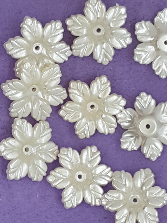 20x5MM ACRYLIC IMITATION PEARL FLOWERS - IVORY