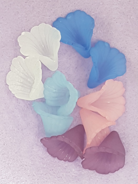 20x18x17MM ACRYLIC FROSTED TRUMPET FLOWER - MIXED
