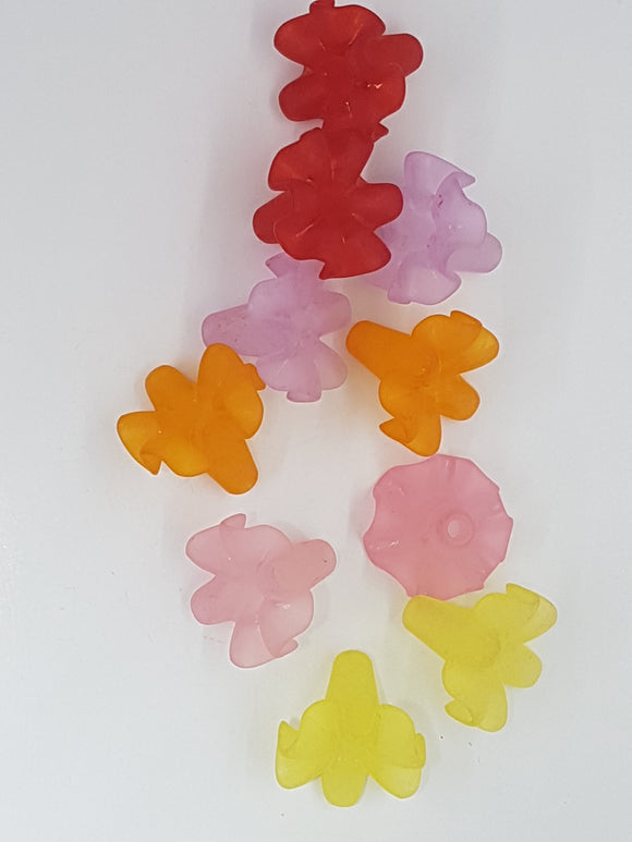 20x18MM ACRYLIC FROSTED PETUNIA FLOWER - MIXED