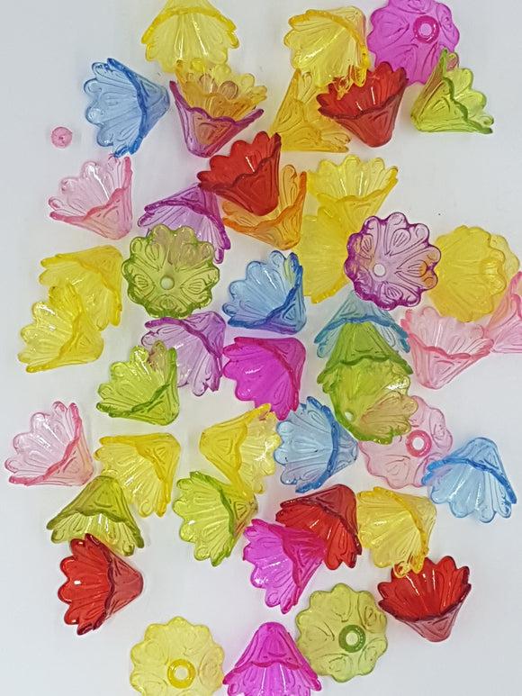 15x10MM ACRYLIC TRANSPARENT FLOWERS - MIXED