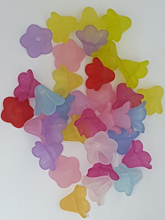 15x10MM ACRYLIC FROSTED FLOWERS - MIXED