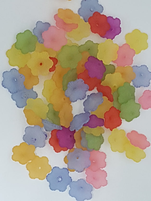 11x4.5MM ACRYLIC FROSTED FLOWERS - MIXED