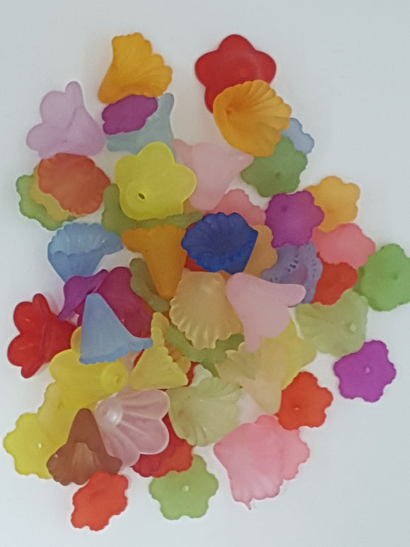 12x12MM ACRYLIC FROSTED FLOWERS - MIXED