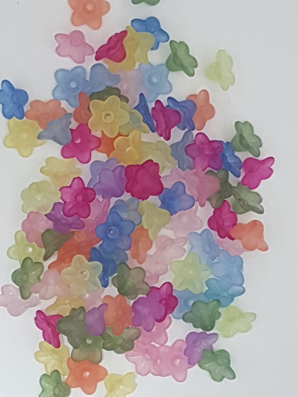 10x5MM ACRYLIC FROSTED FLOWERS - MIXED