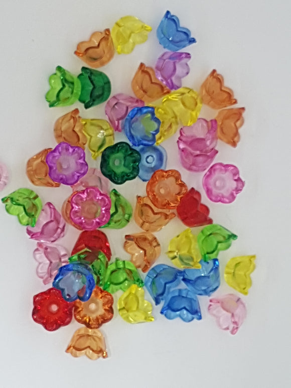 10x6MM ACRYLIC TRANSPARENT FLOWERS - MIXED
