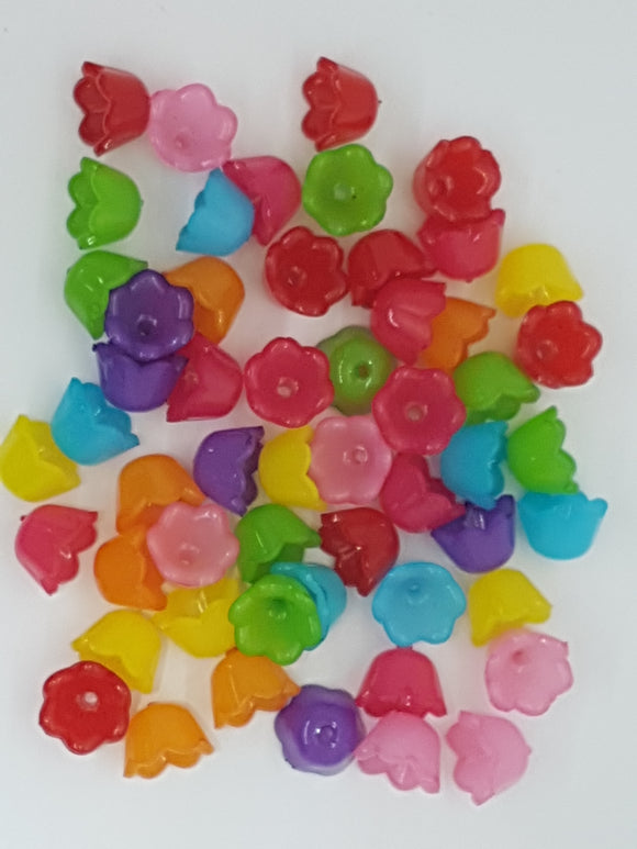 10x6MM ACRYLIC OPAQUE FLOWERS - MIXED