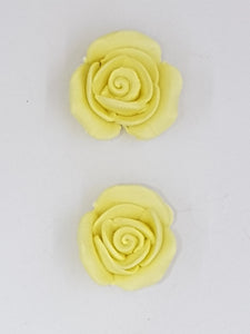 17MM H/MADE PORCELAIN OPAQUE ROSE FLOWERS - NO HOLE - YELLOW