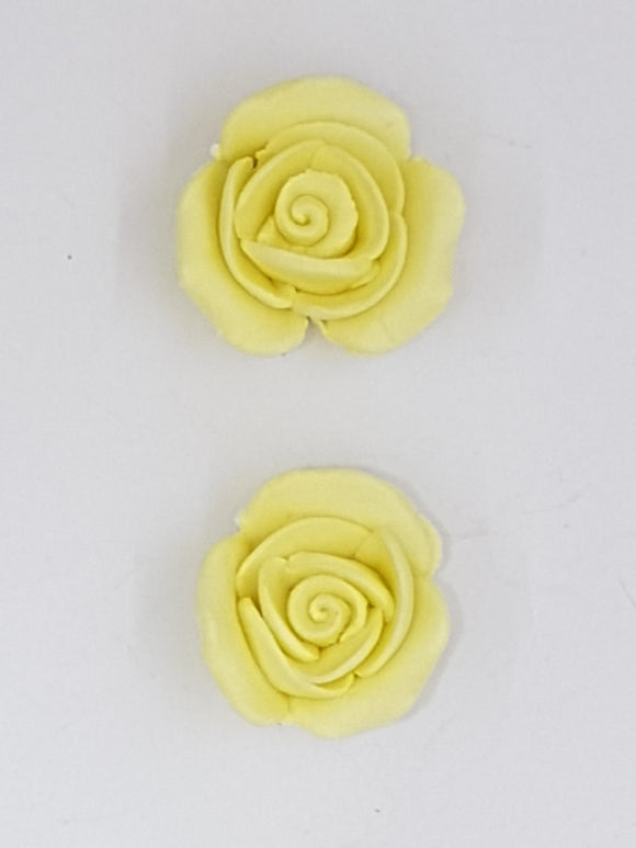17MM H/MADE PORCELAIN OPAQUE ROSE FLOWERS - NO HOLE - YELLOW