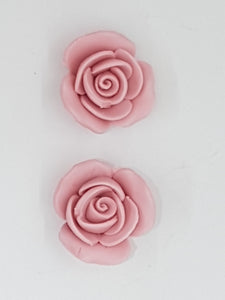 17MM H/MADE PORCELAIN OPAQUE ROSE FLOWERS - NO HOLE - DUSKY PINK
