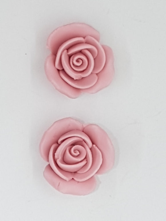 17MM H/MADE PORCELAIN OPAQUE ROSE FLOWERS - NO HOLE - DUSKY PINK