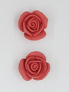 17MM H/MADE PORCELAIN OPAQUE ROSE FLOWERS - NO HOLE - RED