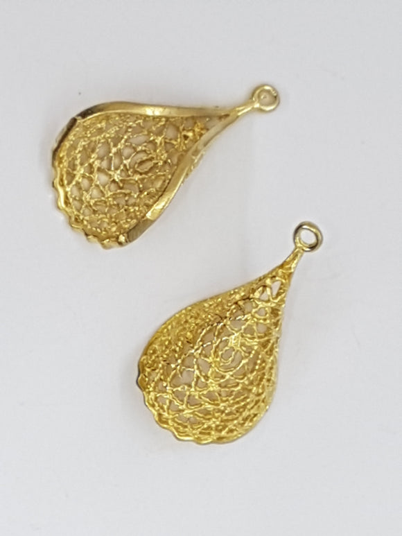 28x15x7.5MM BRASS FILIGREE FLOWER/LEAF  - GOLDEN