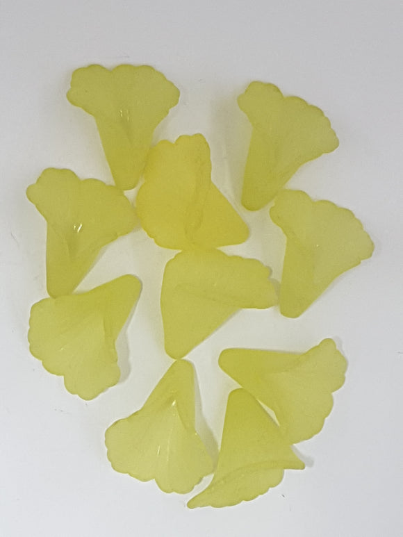 20x18x17MM ACRYLIC FROSTED TRUMPET FLOWER - YELLOW