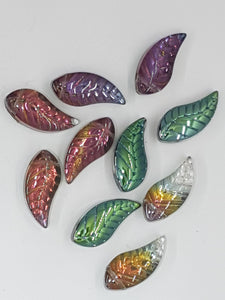 18x9x5MM GLASS ELECTROPLATED LEAVES - MIXED COLOURS