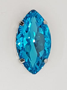 32x17MM GLASS RHINESTONE HORSE EYE MONTEE - SKY BLUE