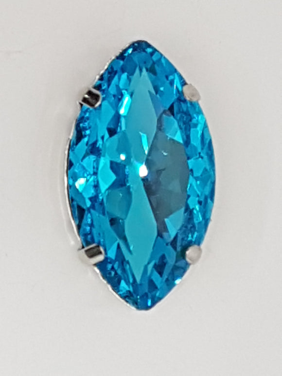 32x17MM GLASS RHINESTONE HORSE EYE MONTEE - SKY BLUE