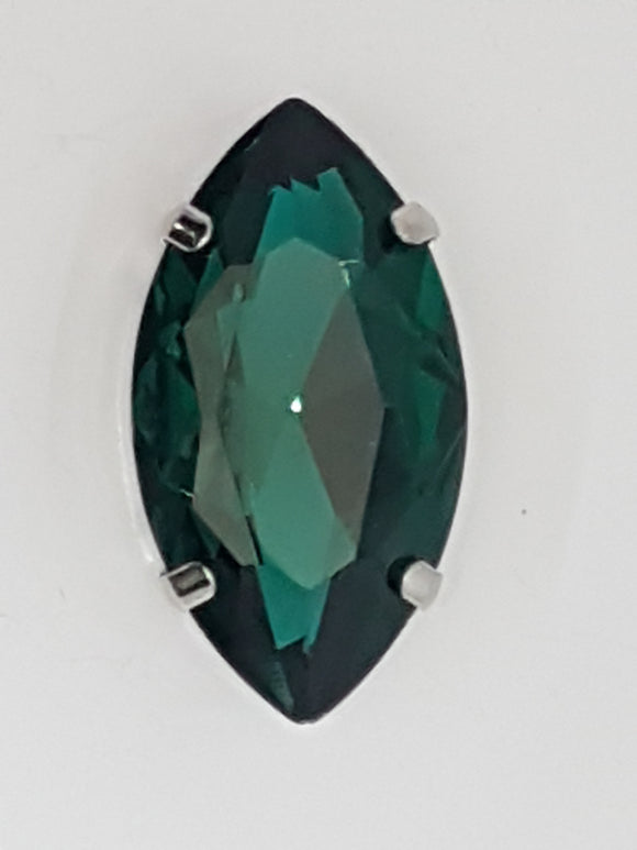 32x17MM GLASS RHINESTONE HORSE EYE MONTEE - EMERALD GREEN
