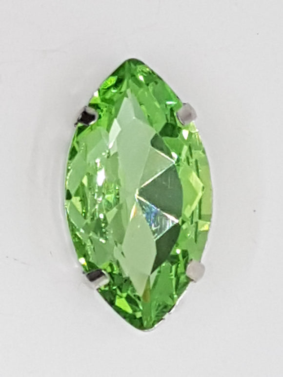 32x17MM GLASS RHINESTONE HORSE EYE MONTEE - GREEN