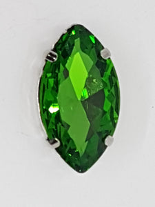 32x17MM GLASS RHINESTONE HORSE EYE MONTEE - DARK GREEN