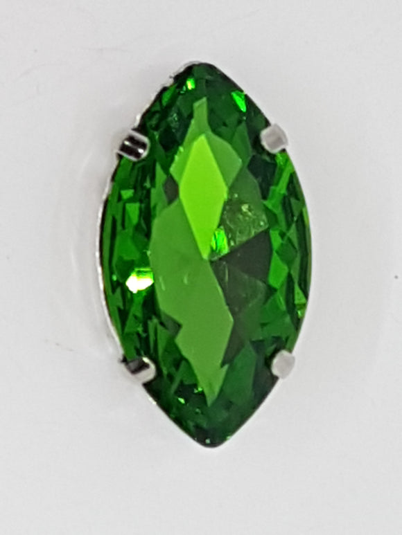 32x17MM GLASS RHINESTONE HORSE EYE MONTEE - DARK GREEN