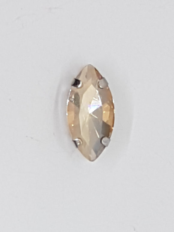 18x9MM GLASS RHINESTONE HORSE EYE MONTEE - PALE APRICOT