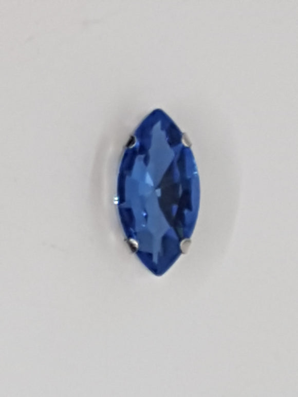 18x9MM GLASS RHINESTONE HORSE EYE MONTEE - STEEL BLUE