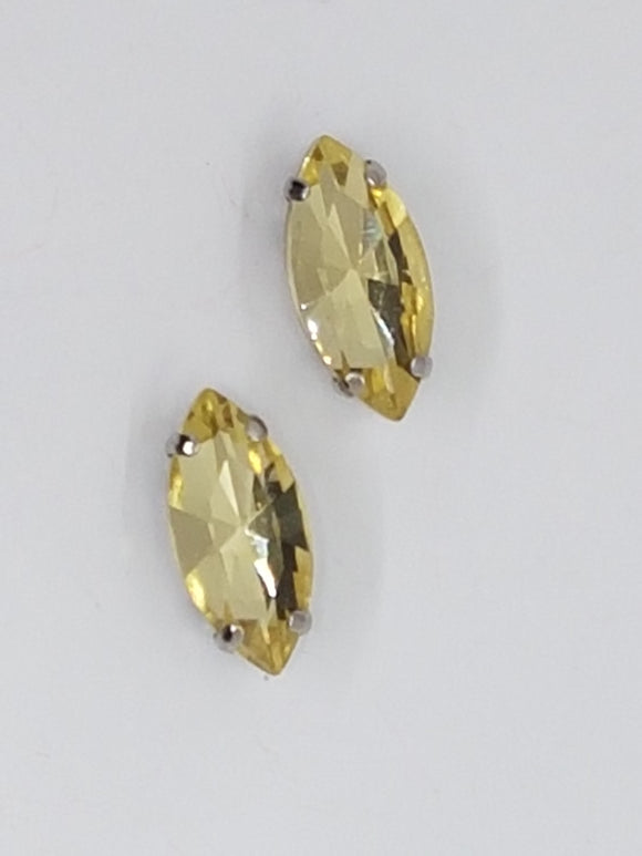 15x7MM GLASS RHINESTONE HORSE EYE MONTEE - YELLOW