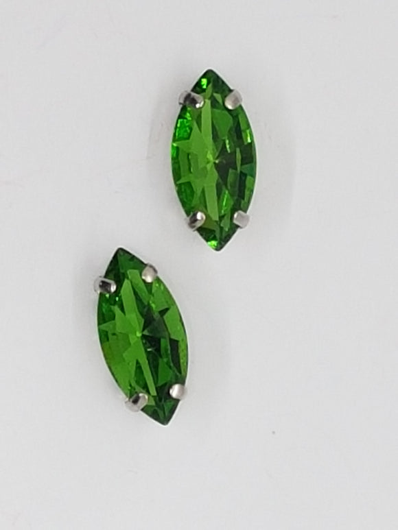 15x7MM GLASS RHINESTONE HORSE EYE MONTEE - GREEN