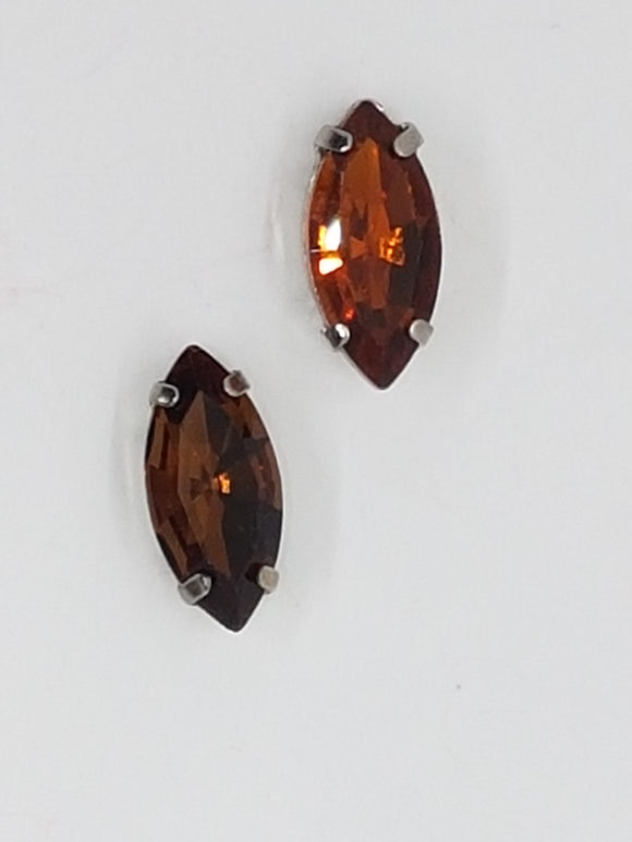 15x7MM GLASS RHINESTONE HORSE EYE MONTEE - BROWN