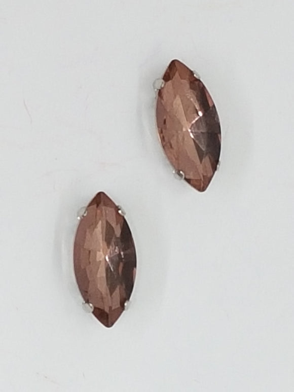 15x7MM GLASS RHINESTONE HORSE EYE MONTEE - PINK